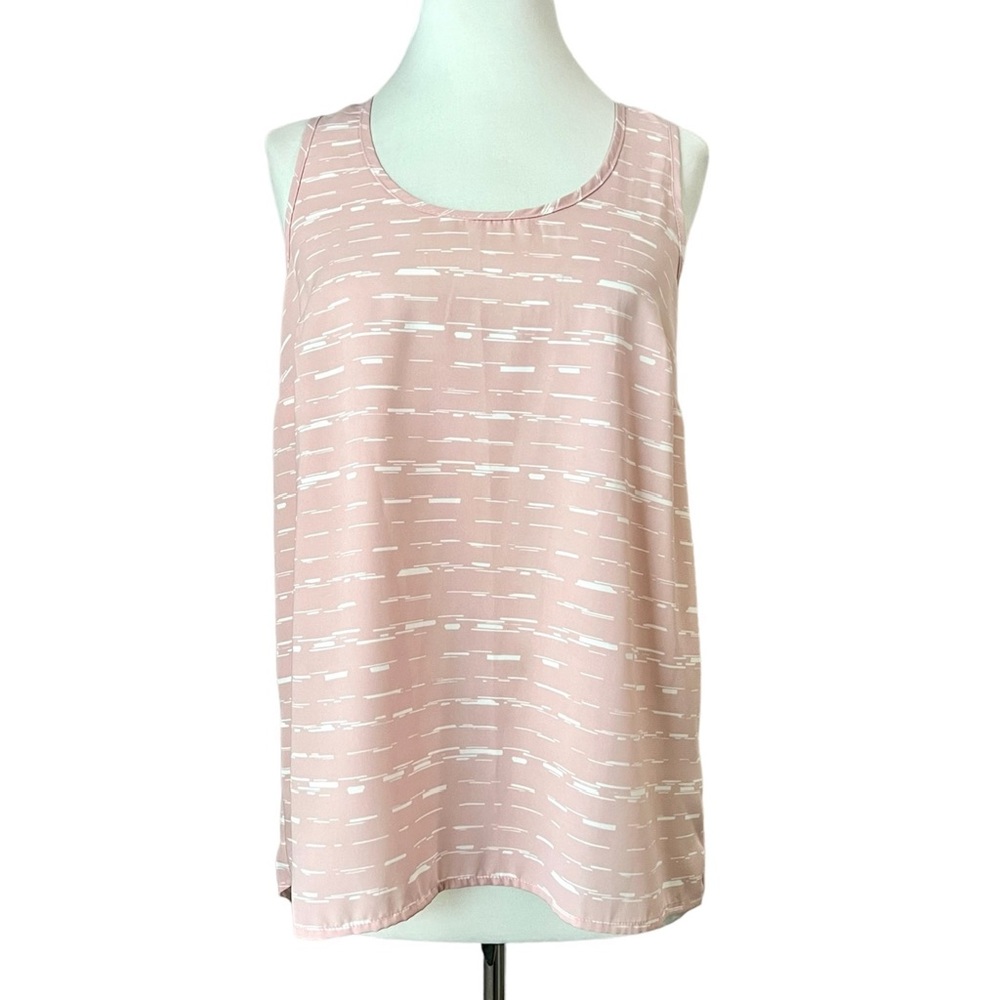Halogen Blush Pink White Sleeveless High Low Tank Tops Blouse Casual Spring